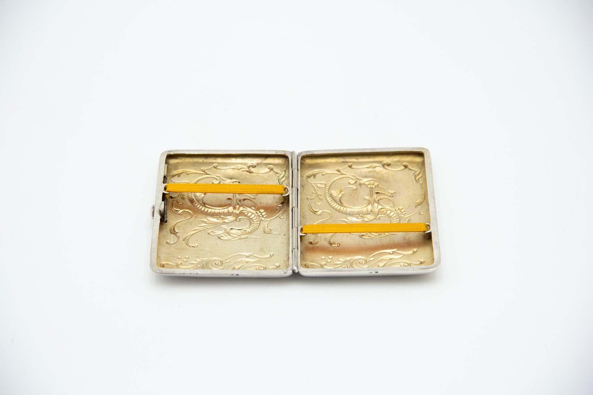 European Rectangular silver cigarette case For Sale