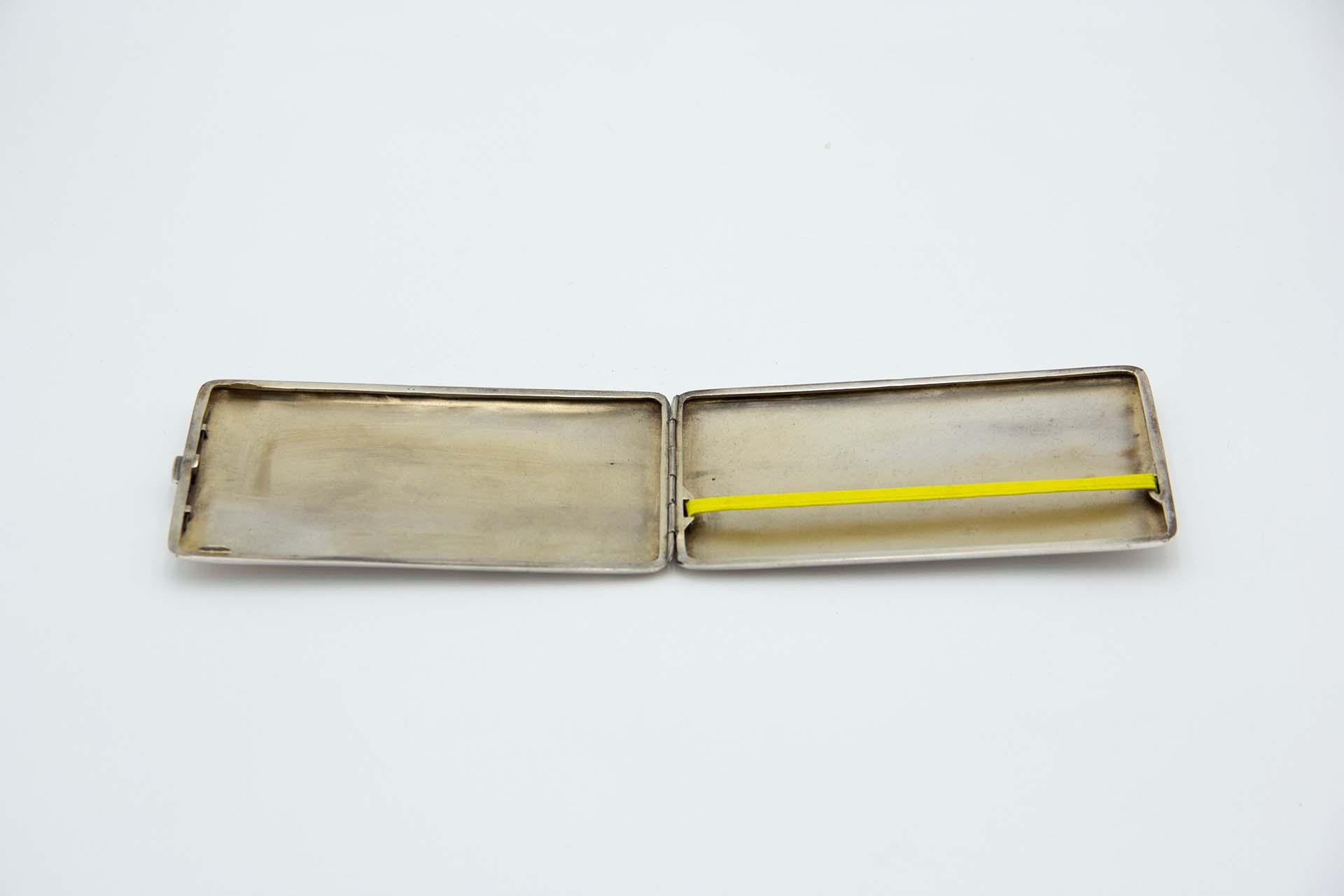 European Rectangular silver cigarette case For Sale