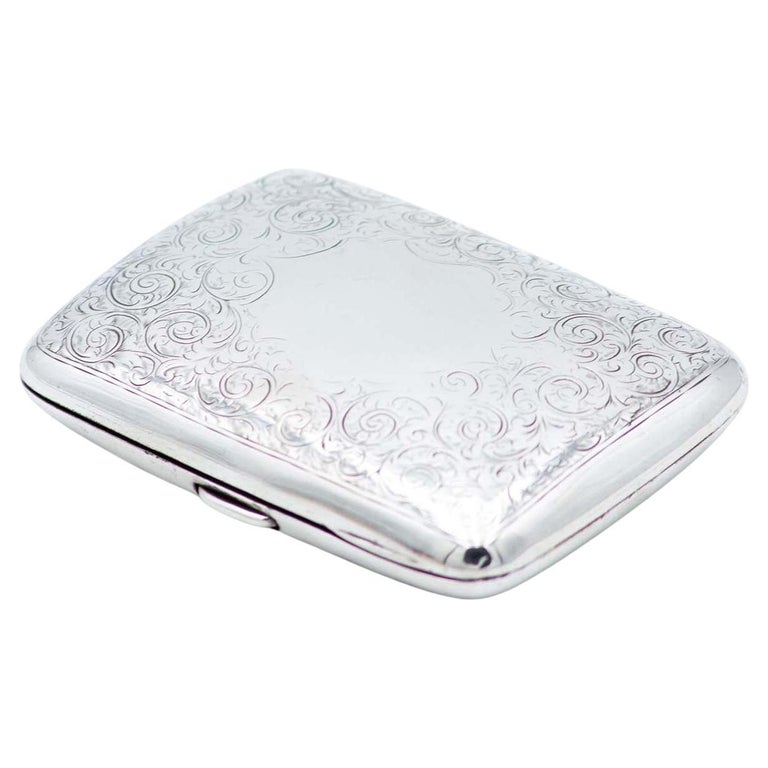 silver cigarette case for sale Antique Edwardian Sterling Money Clip Monogrammed Tiffany & Co Sterling Silver