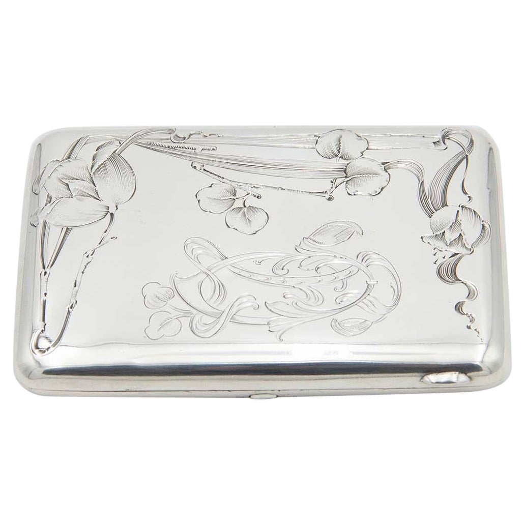 Rectangular silver cigarette case with beveled corners