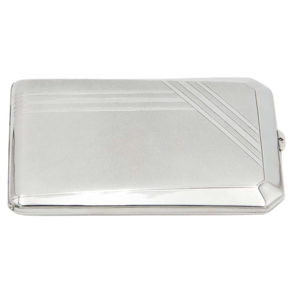 Rectangular silver cigarette case with beveled corners