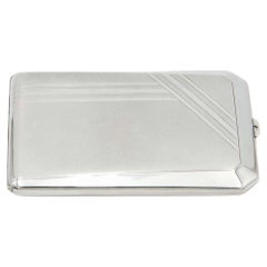 Rectangular silver cigarette case with beveled corners