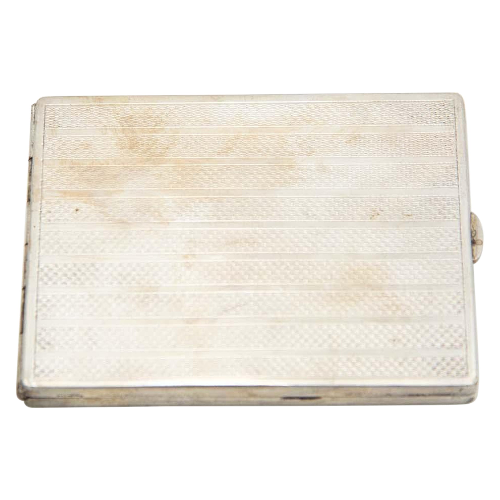 Rectangular silver cigarette case with guilloche patterns