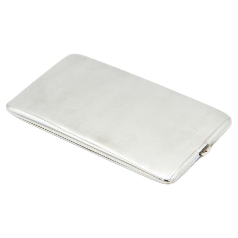 silver cigarette box with hinged lid Rectangular silver cigarette case with hinged lid For Sale at 1stDibs