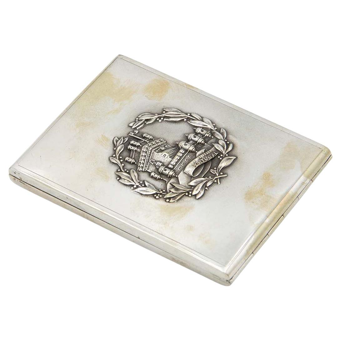 Rectangular silver cigarette case with low reliefs