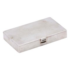 Rectangular silver stamp/match box with gold interior and spring clasp Rectangular silver stamp/match box with gold interior and spring clasp