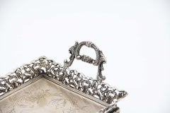 Rectangular silver tray with cut-out wire rack