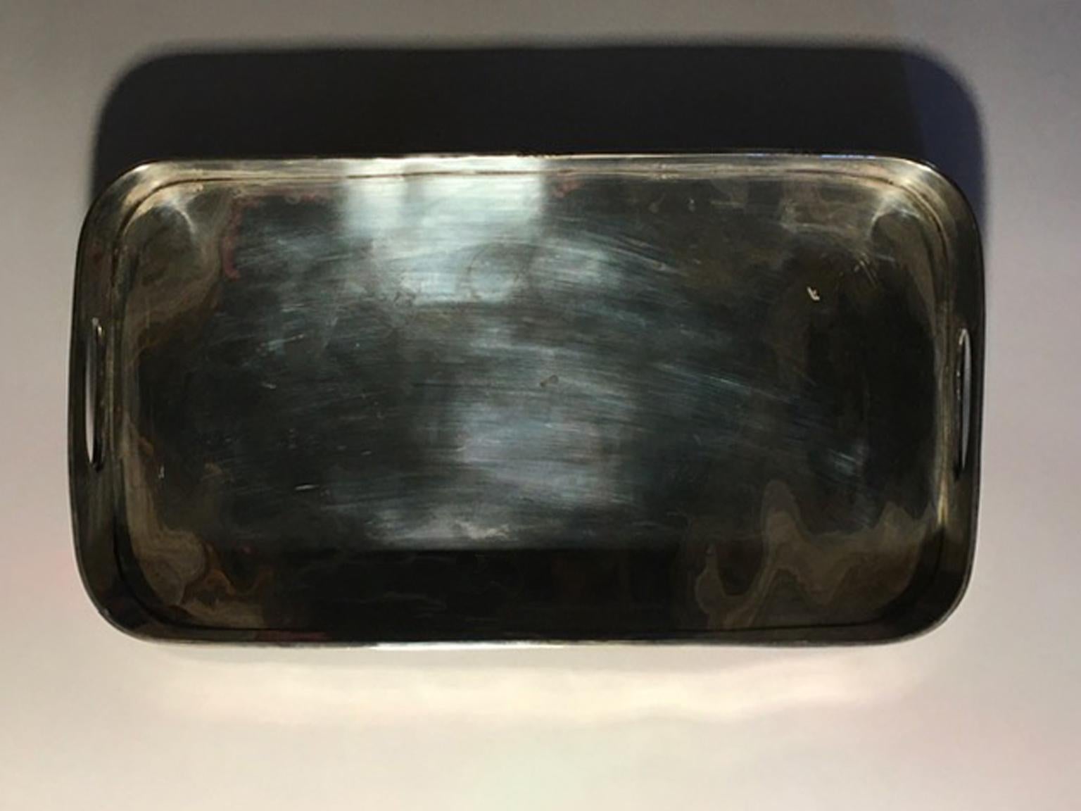 Modern Rectangular Silverplated Tray For Sale