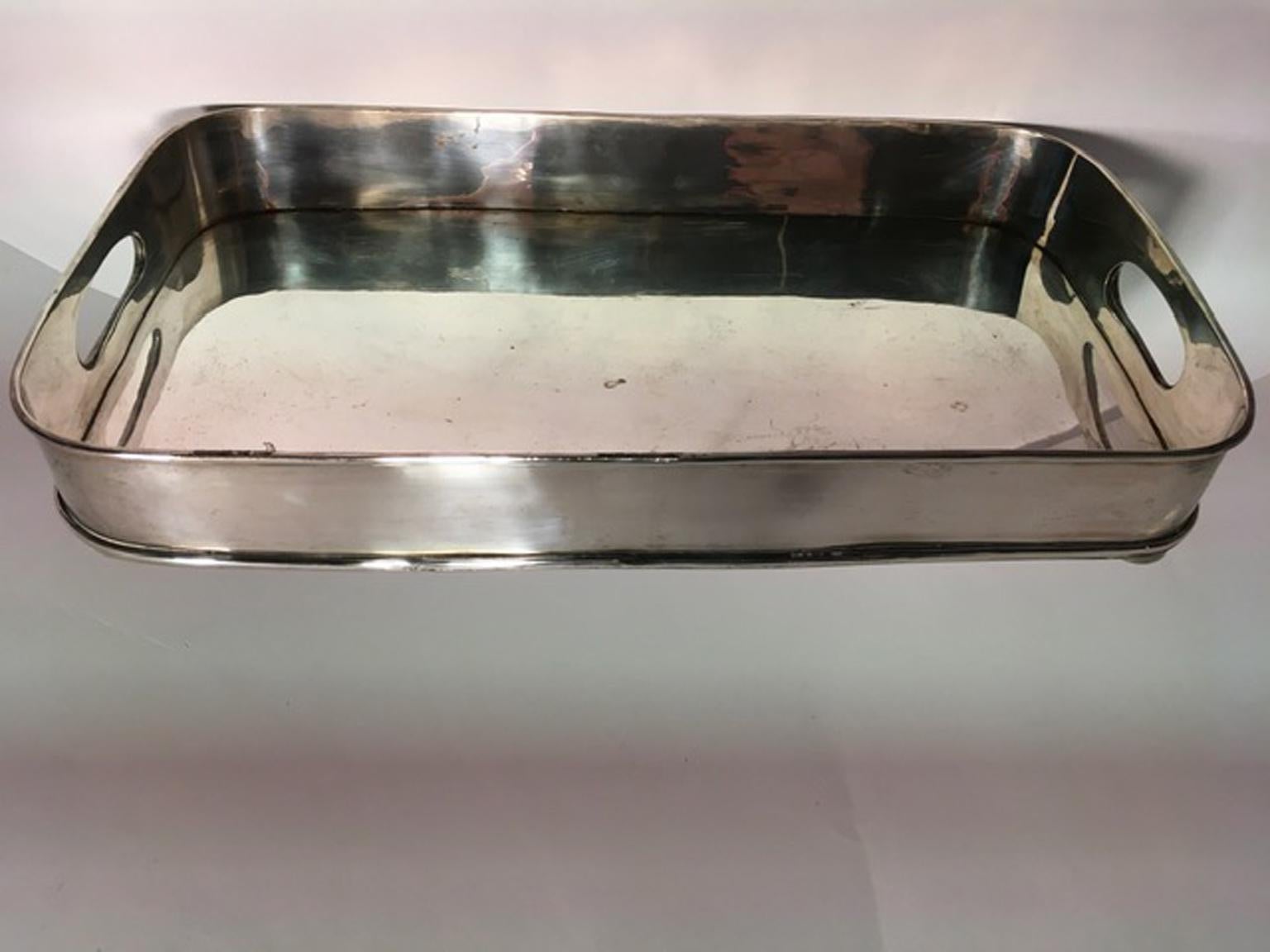 Contemporary Rectangular Silverplated Tray For Sale
