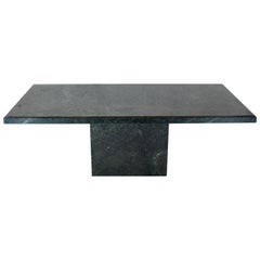 Rectangular Single Marble Pedestal and Top Dining Conference Table Deep Green