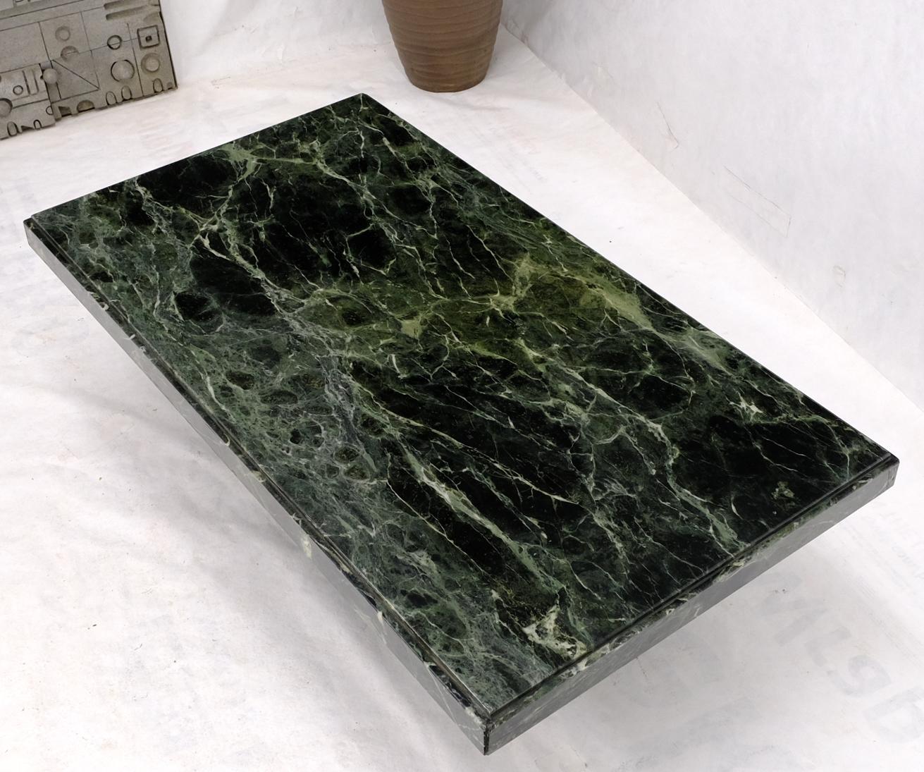 20th Century Rectangular Single Pedestal Base Dark Green to Black Marble Top Coffee Table