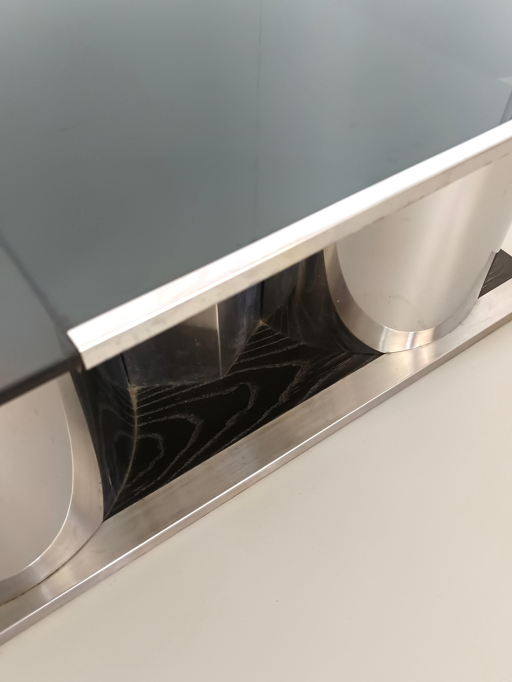 Rectangular Smoked Glass Coffee Table / Dry Bar in the style of François Monnet For Sale 3