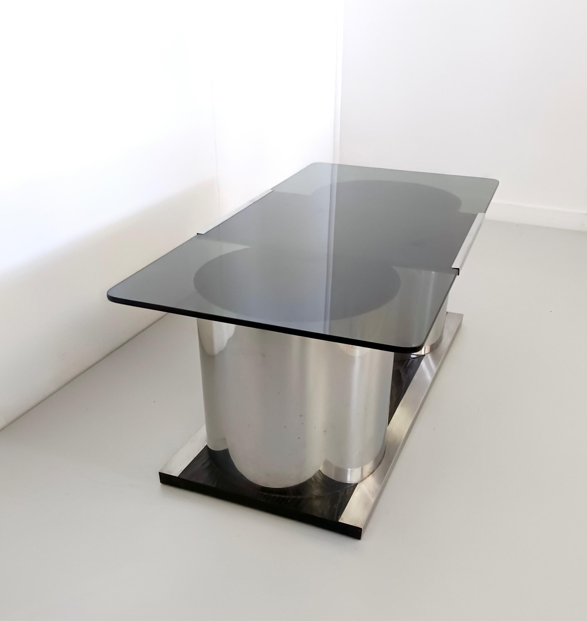 Lacquered Rectangular Smoked Glass Coffee Table / Dry Bar in the style of François Monnet For Sale