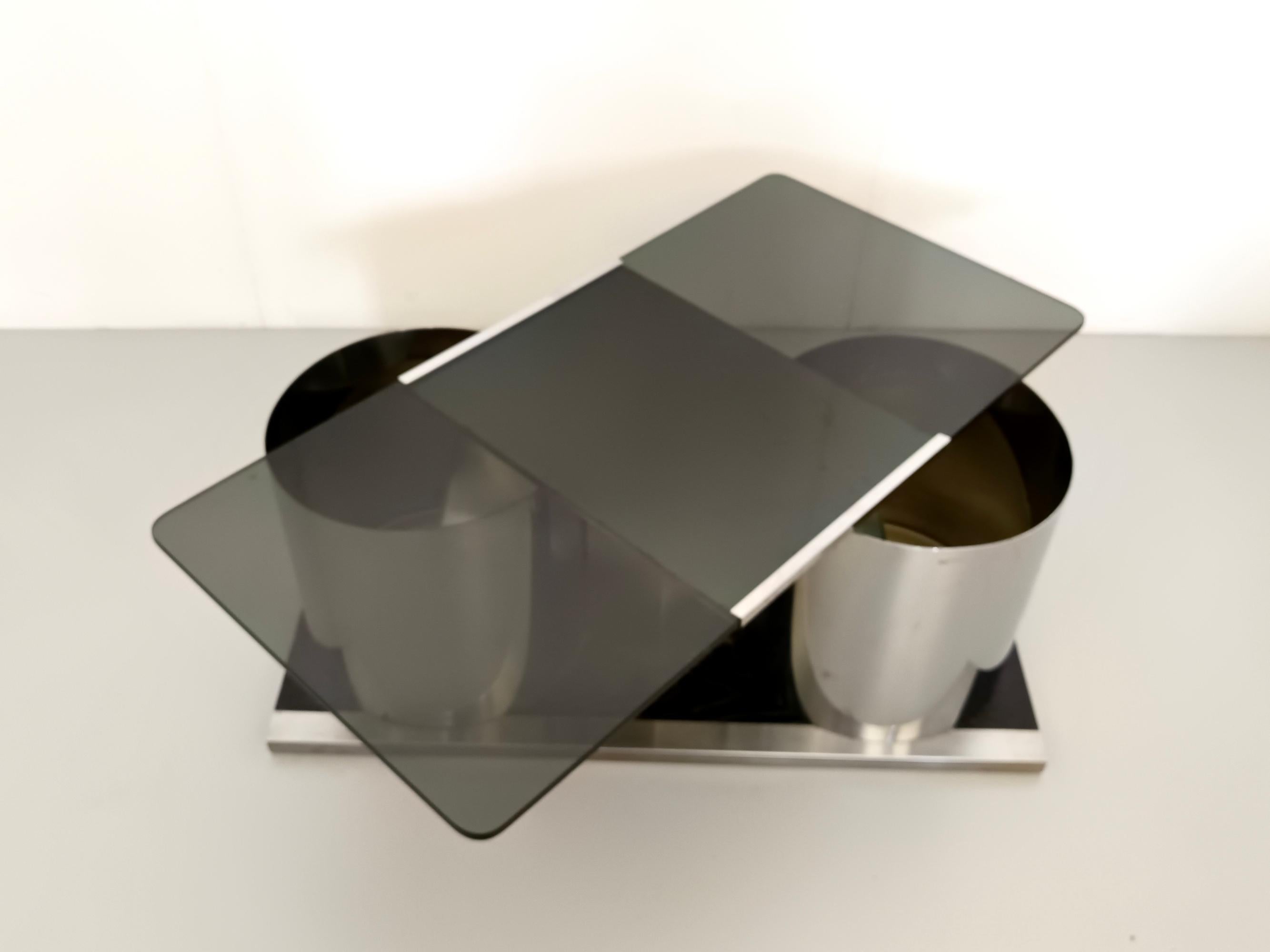 Late 20th Century Rectangular Smoked Glass Coffee Table / Dry Bar in the style of François Monnet For Sale