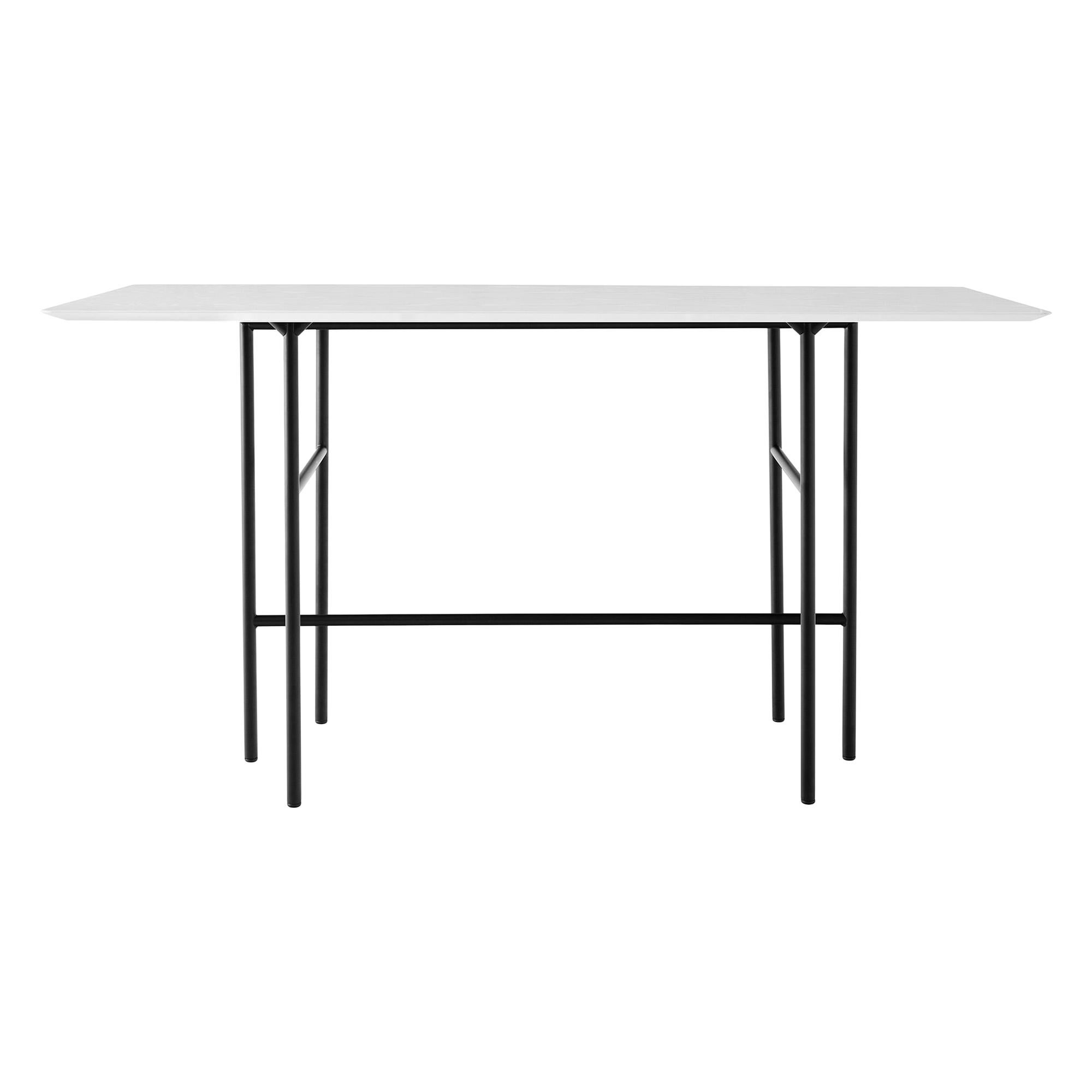 Rectangular Snaregade Bar Table, Black Steel Legs and Light Grey Veneer Top For Sale