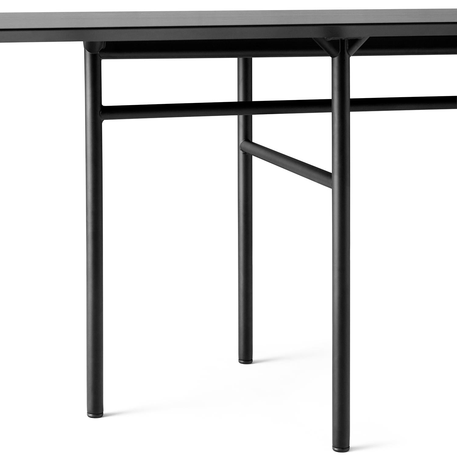 Scandinavian Modern Rectangular Snaregade Bar Table, Black Steel Legs and Mushroom Linoleum Top For Sale