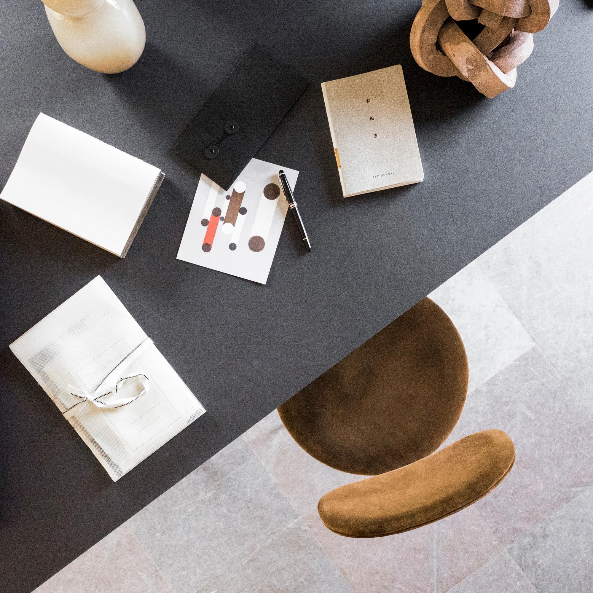 Scandinavian Modern Rectangular Snaregade Bar Table in Charcoal Linoleum For Sale