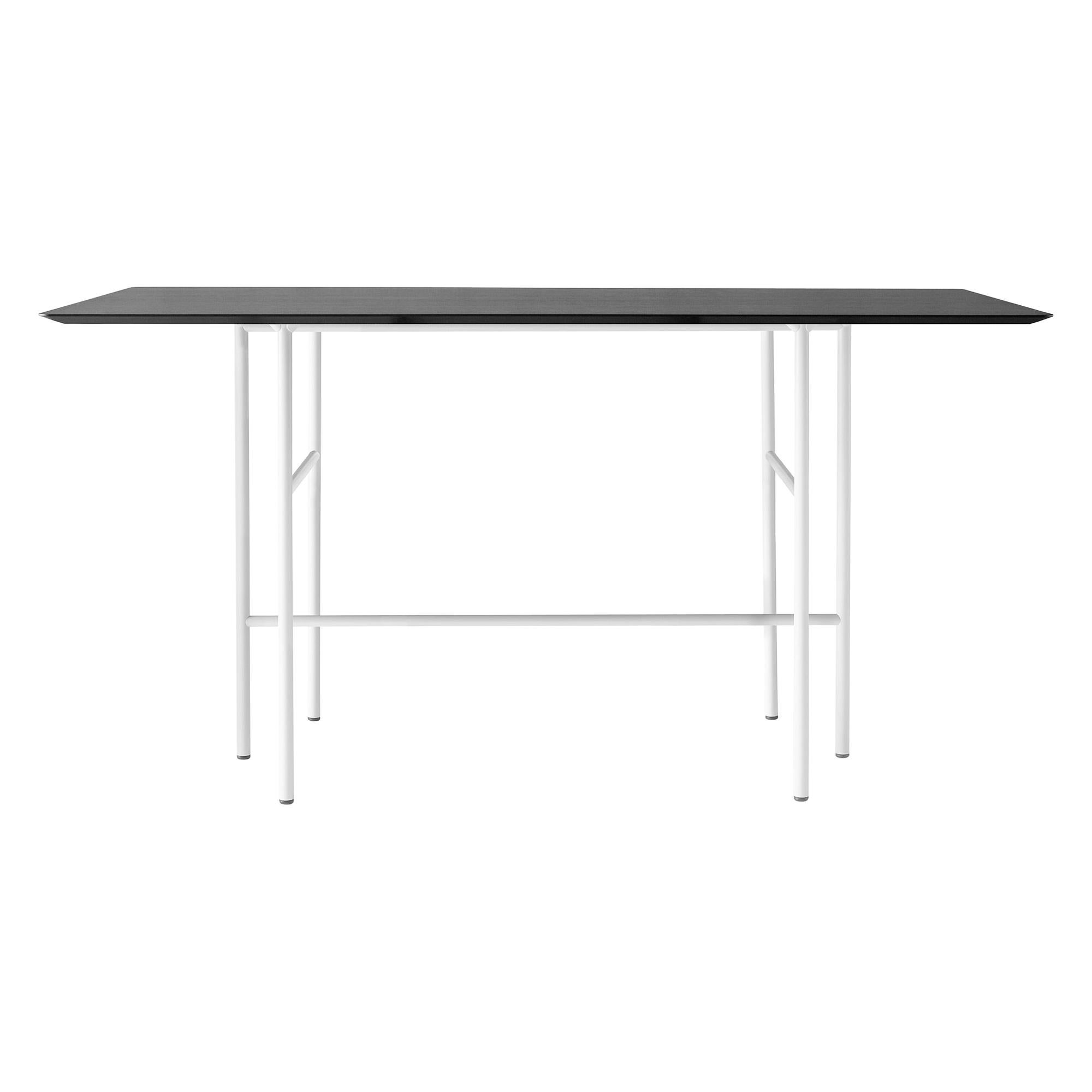 Rectangular Snaregade Bar Table with Light Grey Legs and Black Oak Veneer Top For Sale