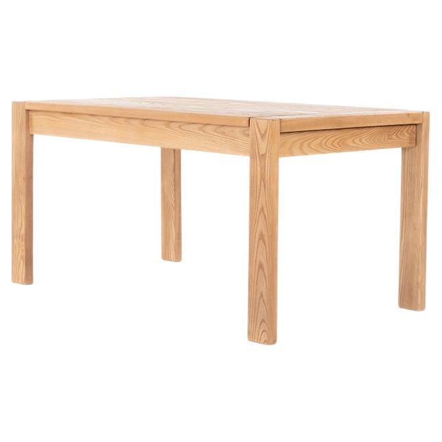 Rectangular Solid Elm Dining Table by Maison Regain, 1980