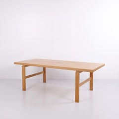 Rectangular solid oak coffee table Danish design from the 1970s