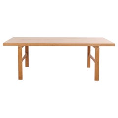 Rectangular solid oak coffee table Danish design from the 1970s