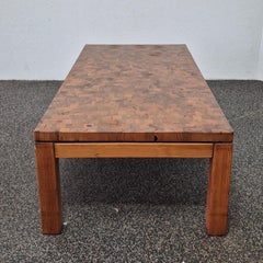 Rectangular solid wood mosaic coffee table, Netherlands 1960s