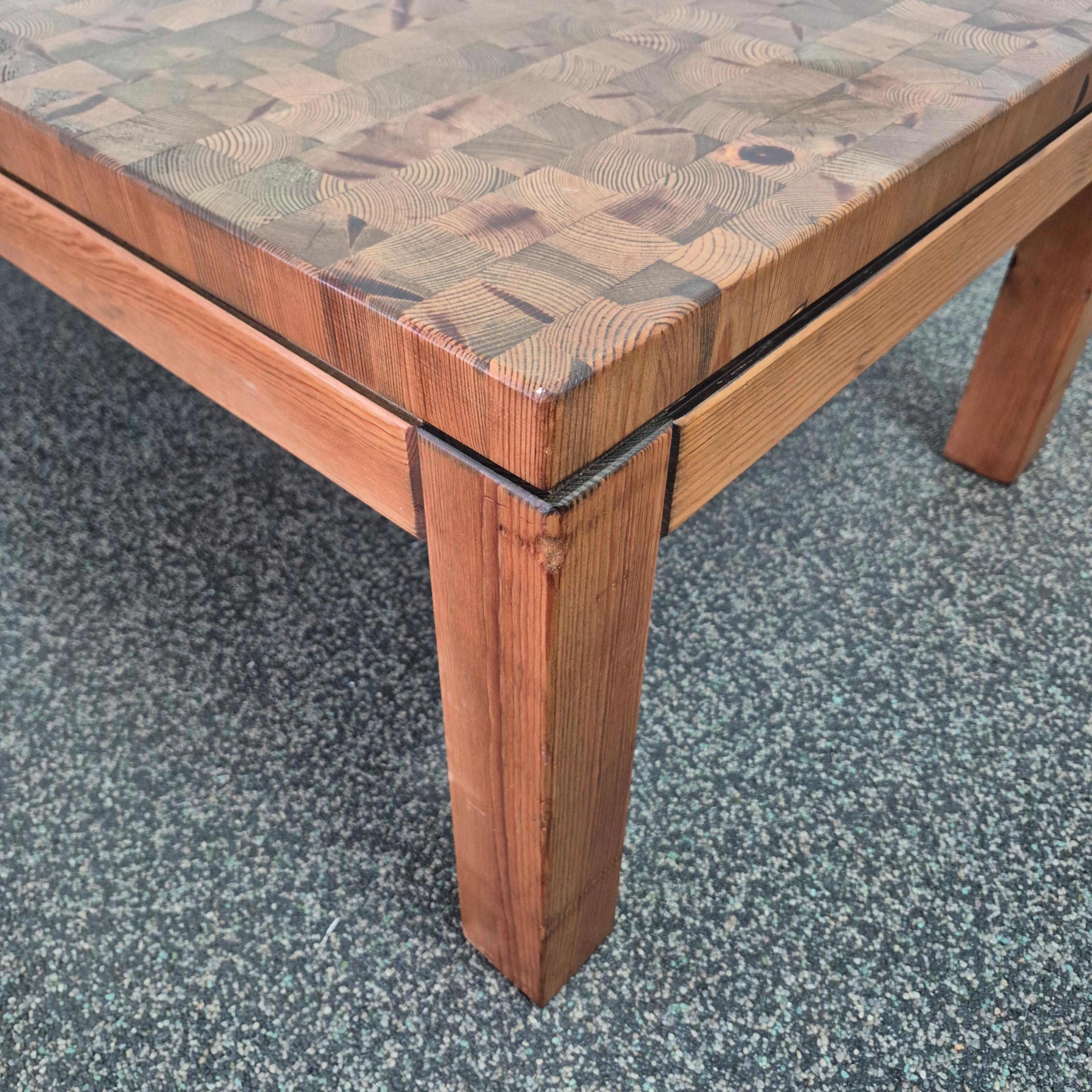 Scandinavian Modern Rectangular solid wood mosaic coffee table, Netherlands 1960s For Sale
