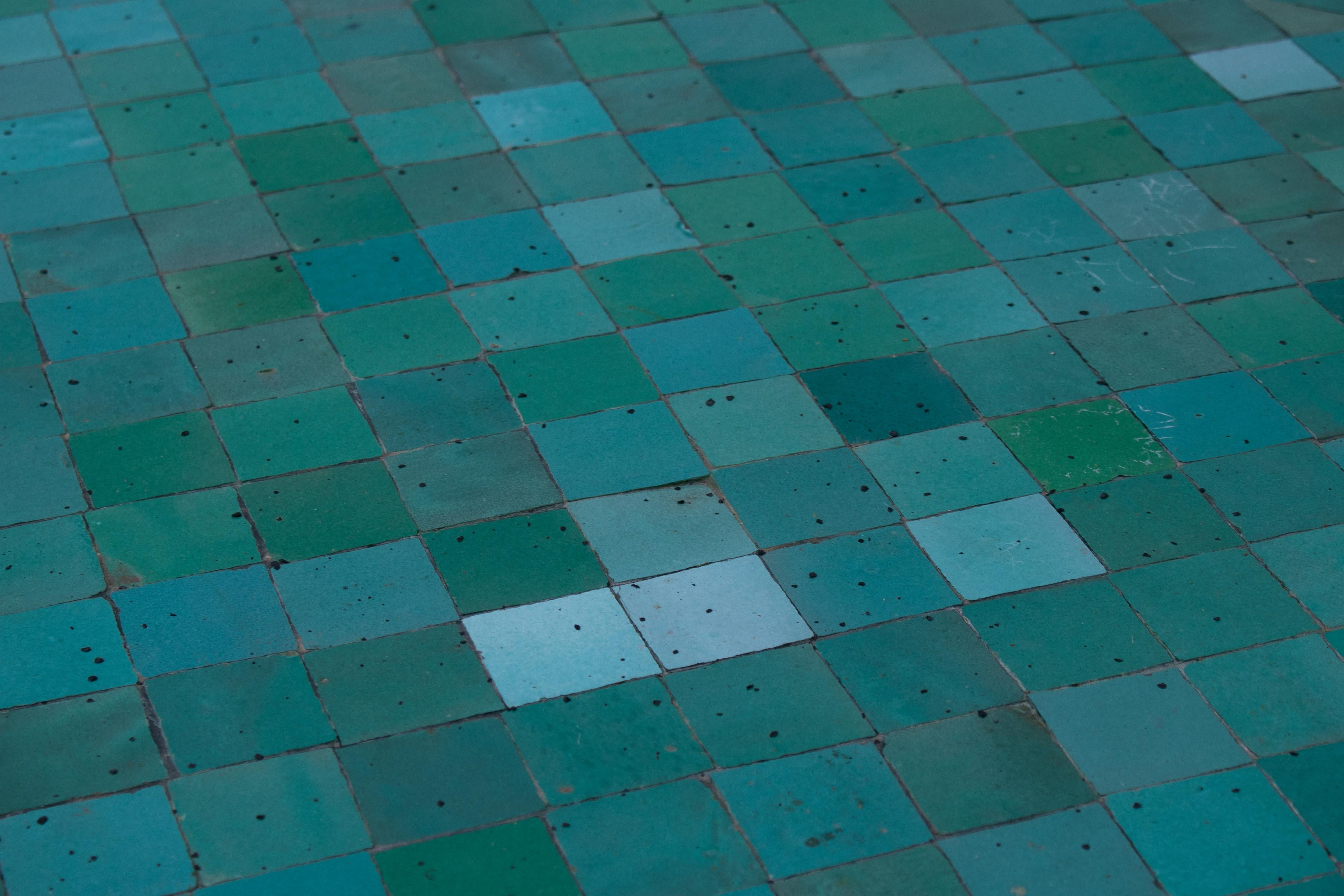 Rectangular Spanish Green Glazed Zellige Tiled Iron Outdoor Table 8