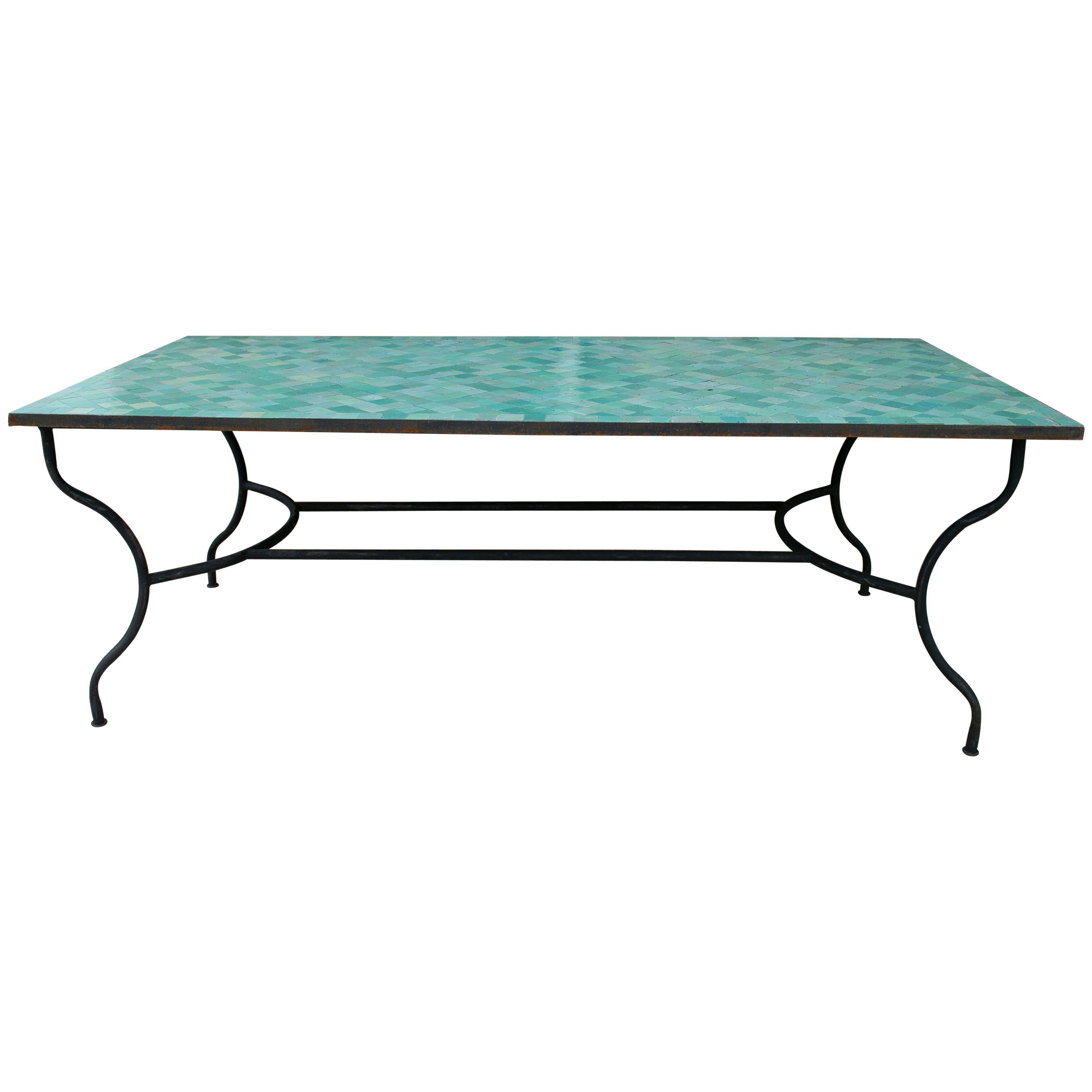 Wrought Iron And Tile Indoor Outdoor Console Table at 1stDibs