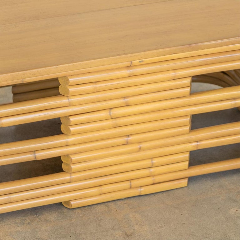 Rectangular Stacked Rattan Coffee Table For Sale at 1stDibs
