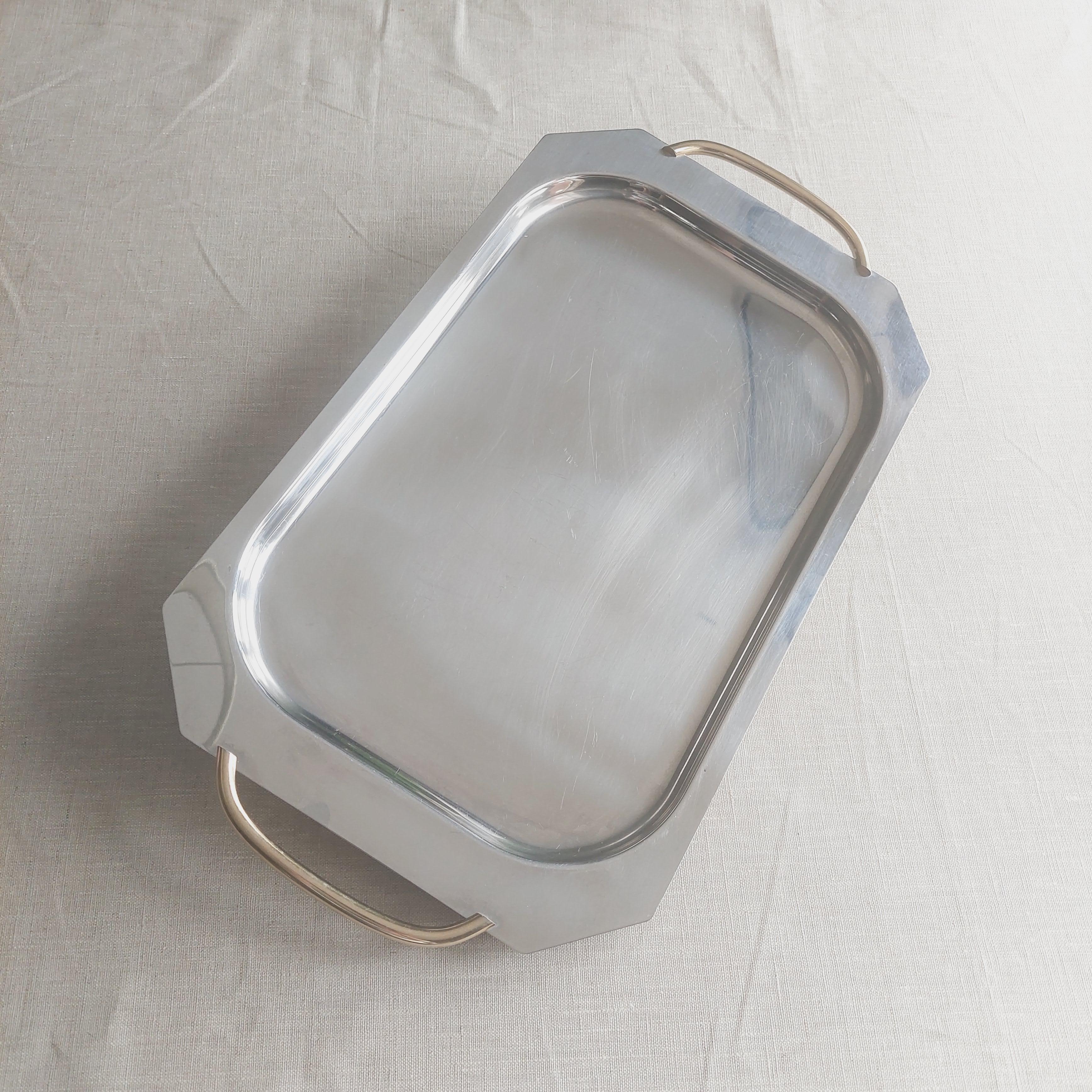 Rectangular Stainles Steel Centerpiece Serving Tray, Inox 18/10 Tsl, Italy, 1970 For Sale 2