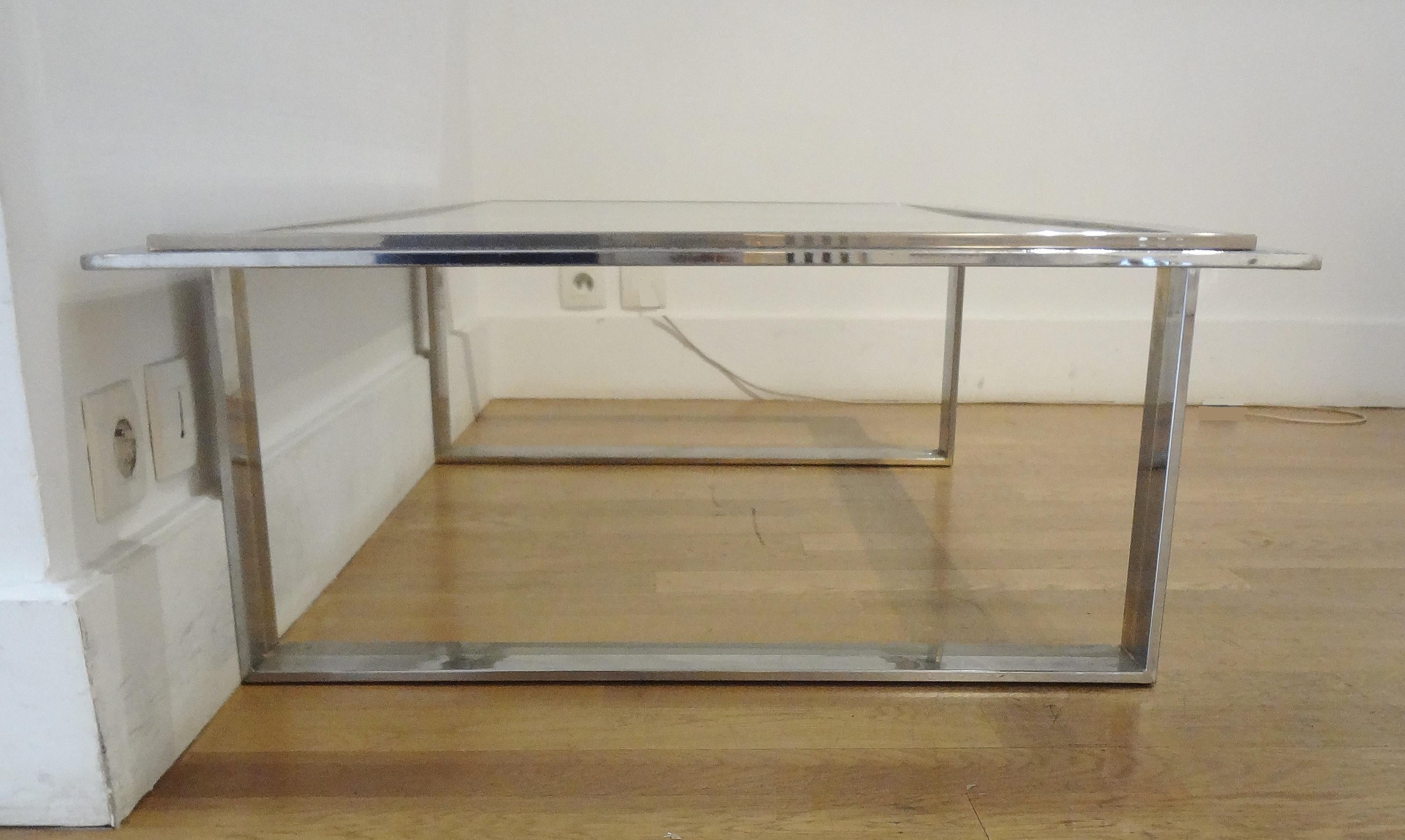 Rectangular Steel Coffee Table by Romeo Rega, Italy, 1970s In Good Condition In Paris, FR