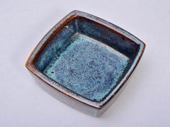 Danish Mid-Century Modern Blue rectangular Stoneware bowl by Stogo