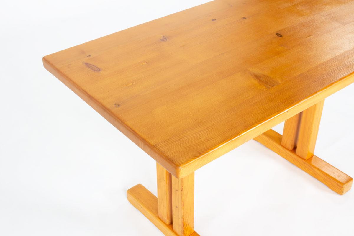 Pine Rectangular table by Charlotte Perriand for Les Arcs 1950 For Sale