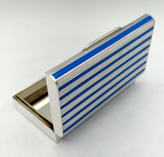 Rectangular table cigarette case two-tone fire-enamelled stripes Salimbeni.