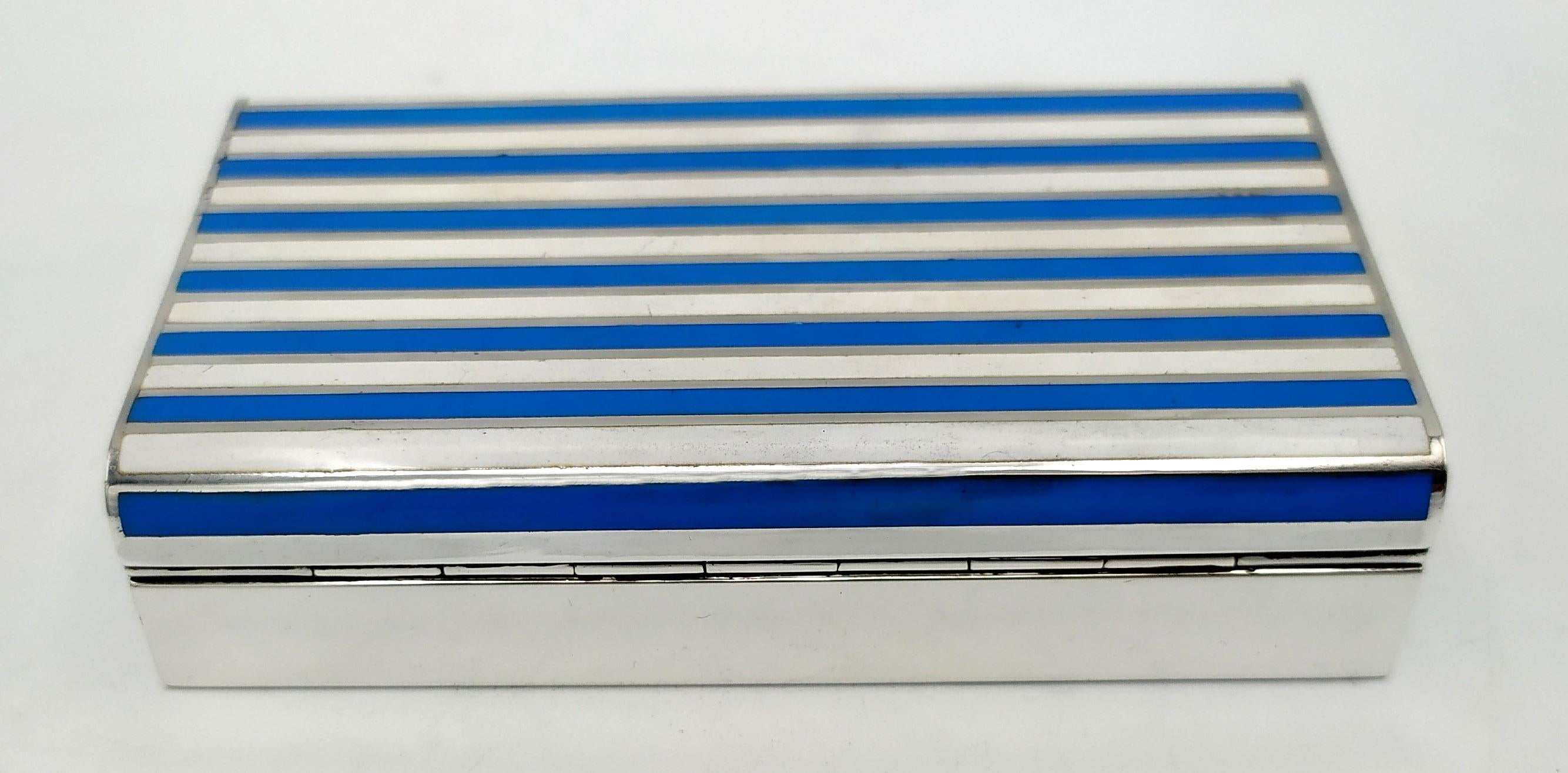 Modern Rectangular table cigarette case two-tone fire-enamelled stripes Salimbeni. For Sale