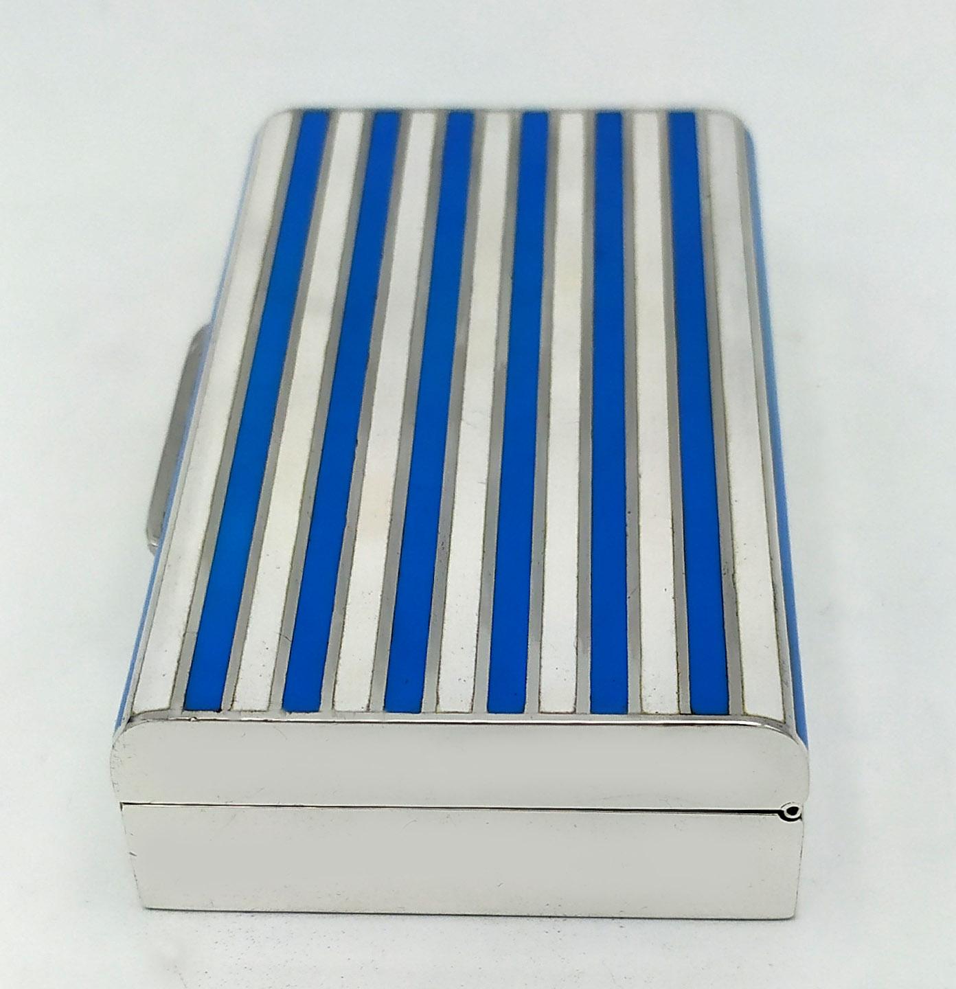 Italian Rectangular table cigarette case two-tone fire-enamelled stripes Salimbeni. For Sale