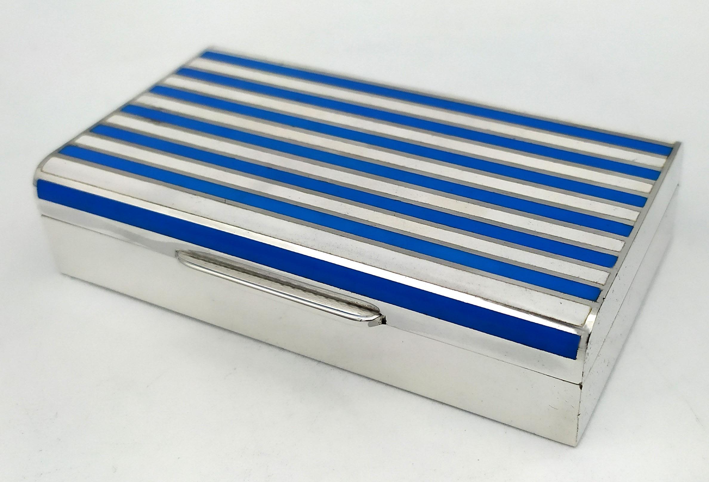 Enameled Rectangular table cigarette case two-tone fire-enamelled stripes Salimbeni. For Sale