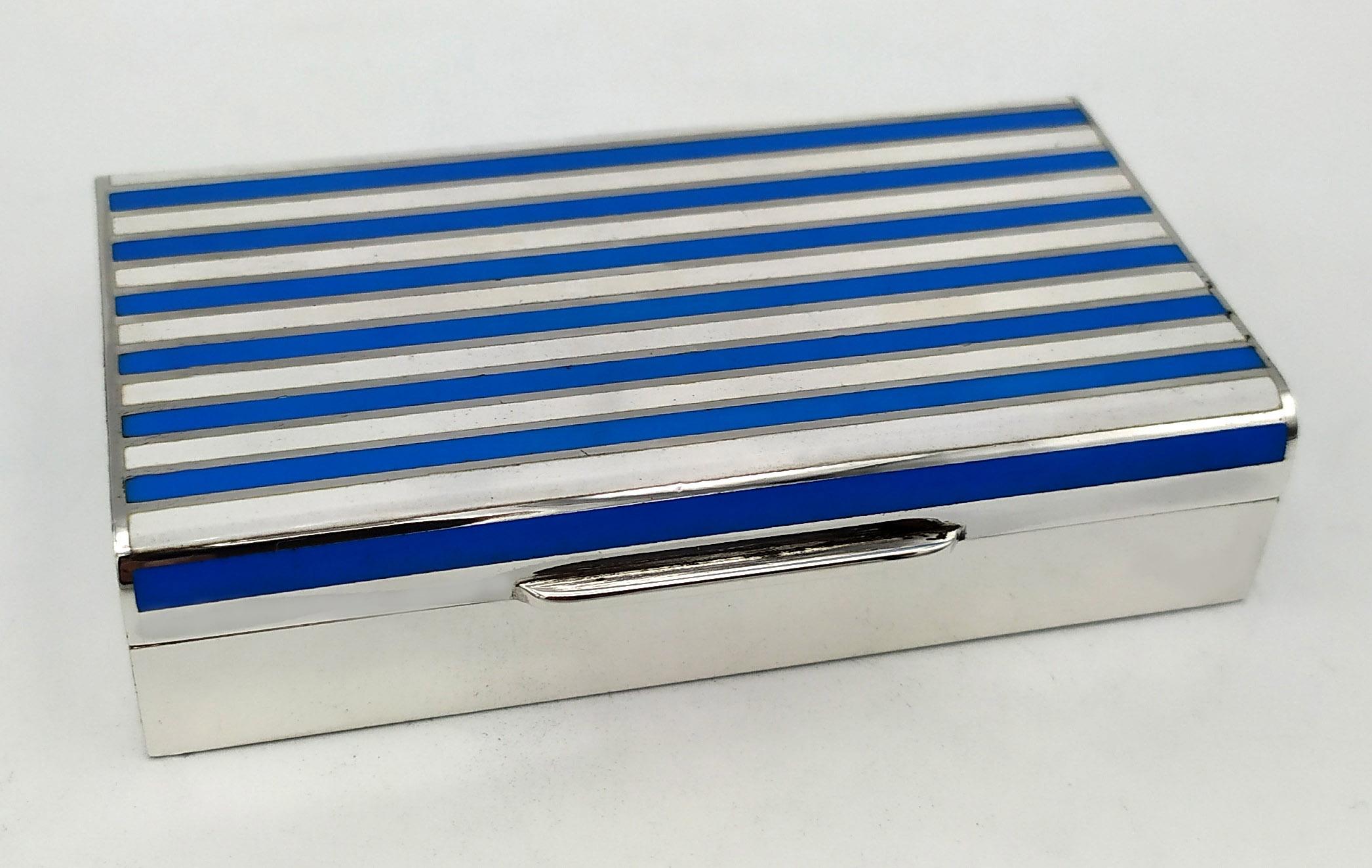 Rectangular table cigarette case two-tone fire-enamelled stripes Salimbeni. For Sale 1