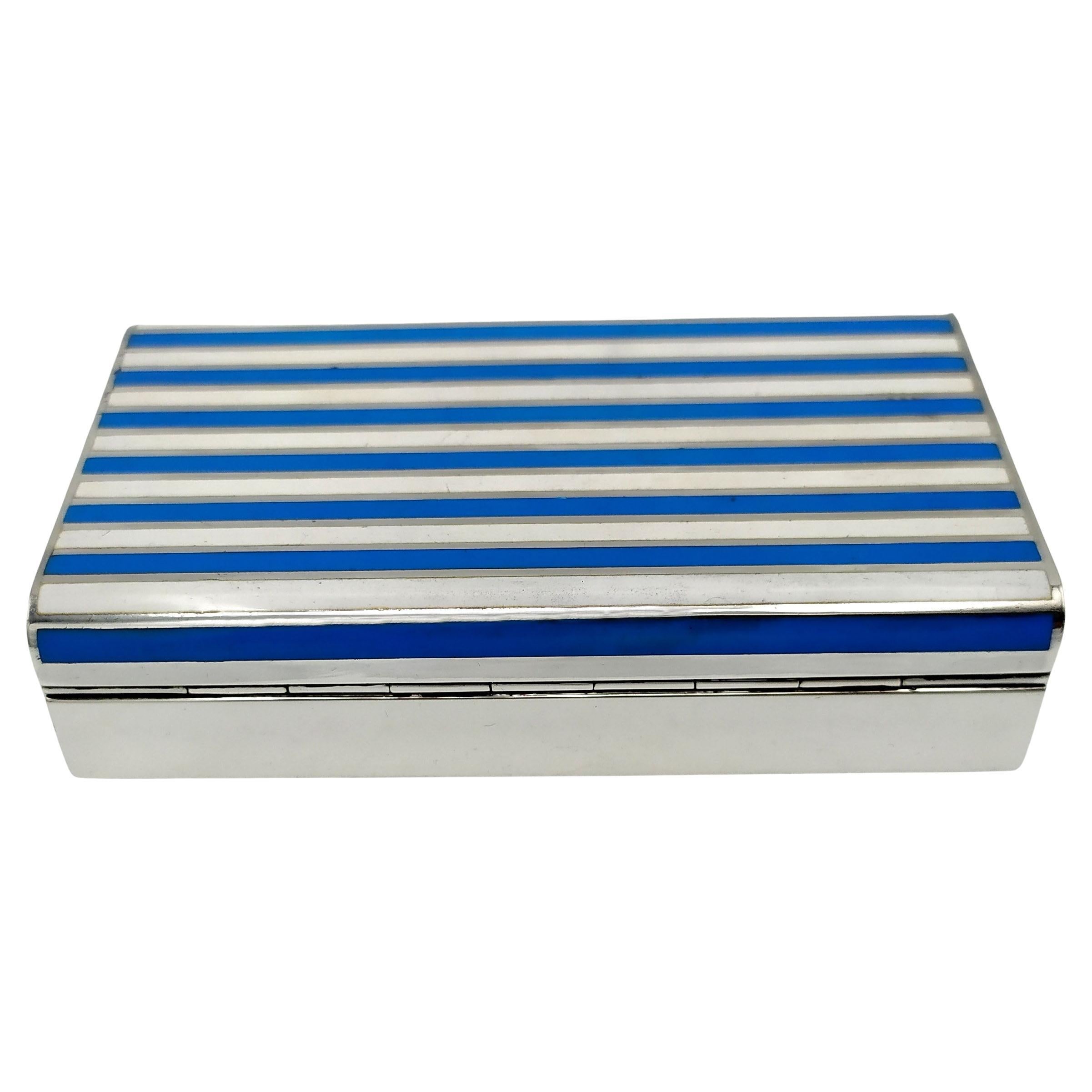 Pitillera de mesa rectangular bicolor esmaltada al fuego a rayas Salimbeni.