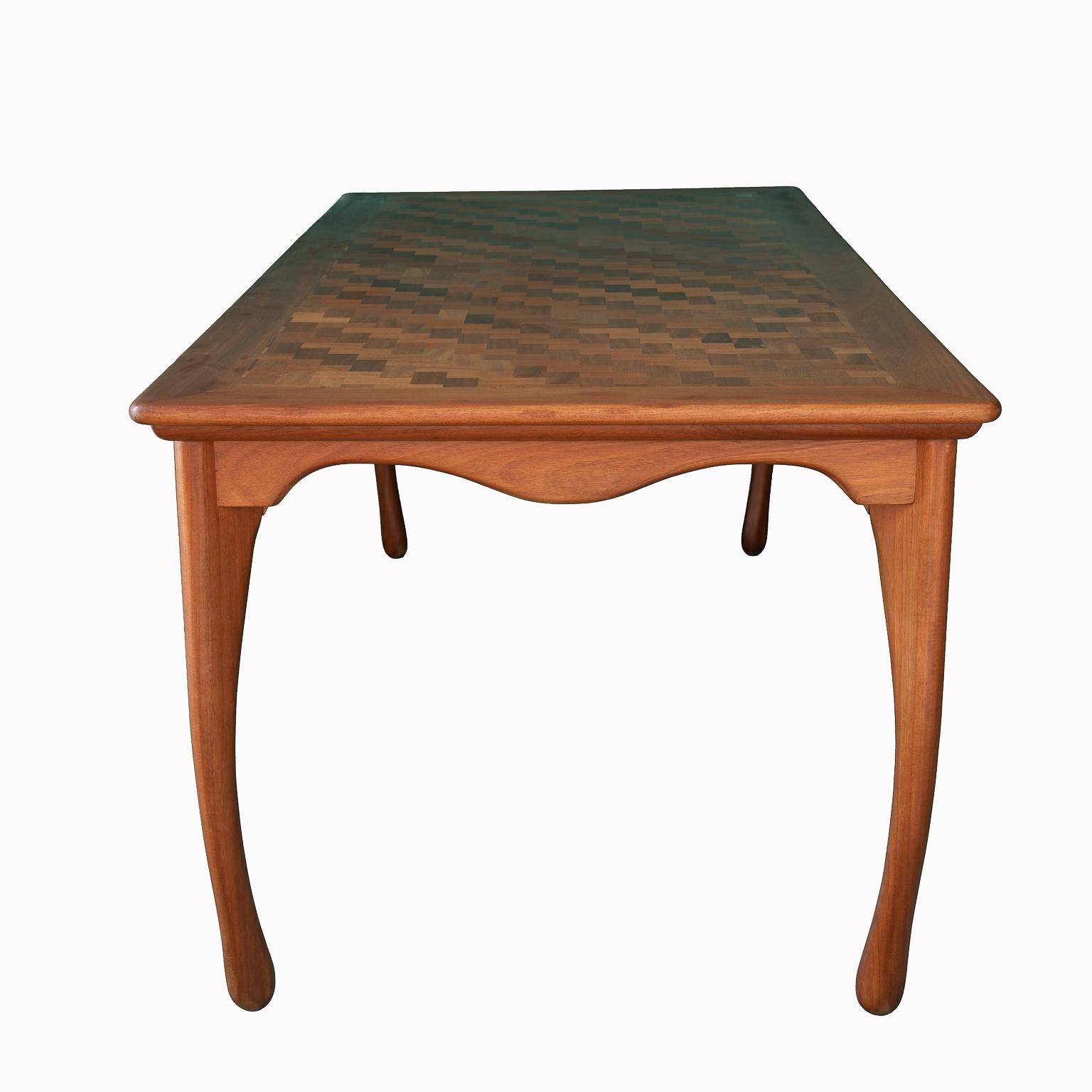 Marquetry Rectangular Table Don Shoemaker For Sale