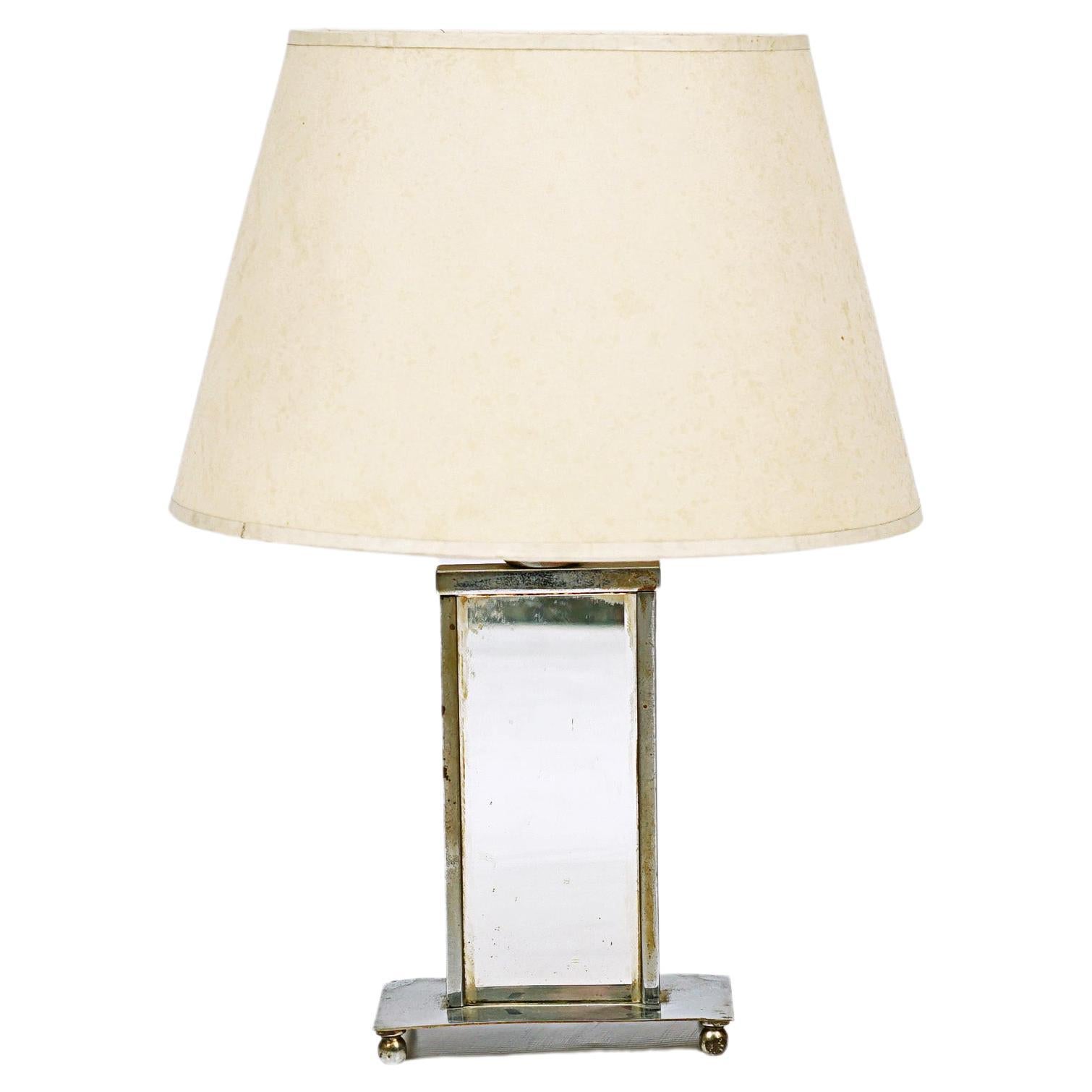 Rectangular table lamp by Jacques Adnet