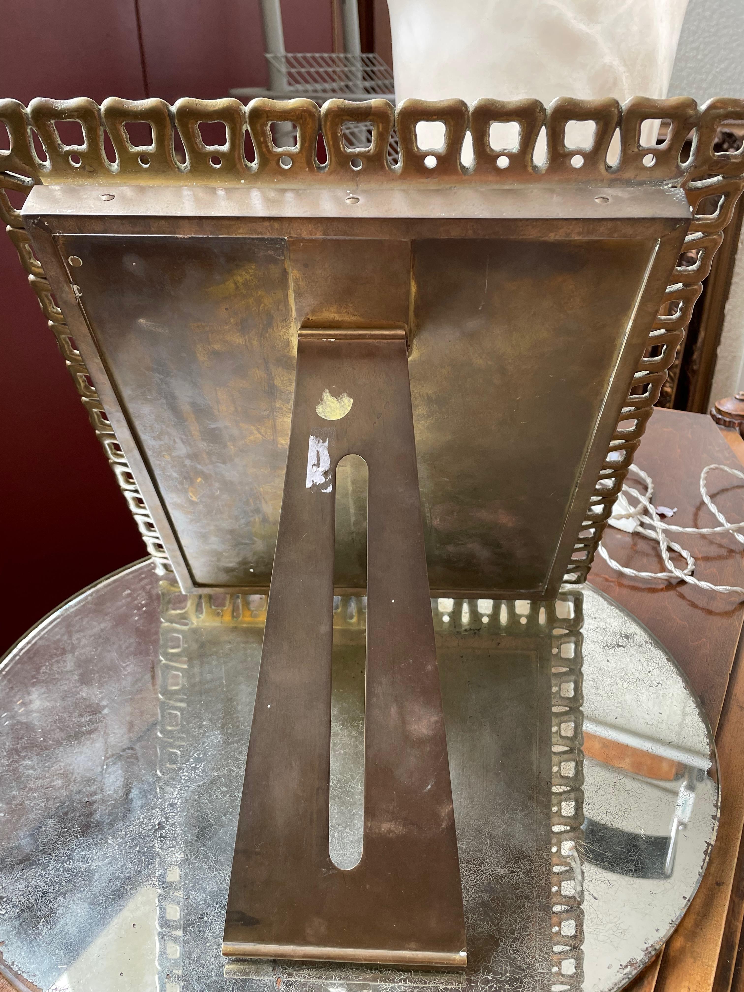 Rectangular table mirror. Italy 40s, 50s. Solid brass.  In Good Condition For Sale In Köln, NW