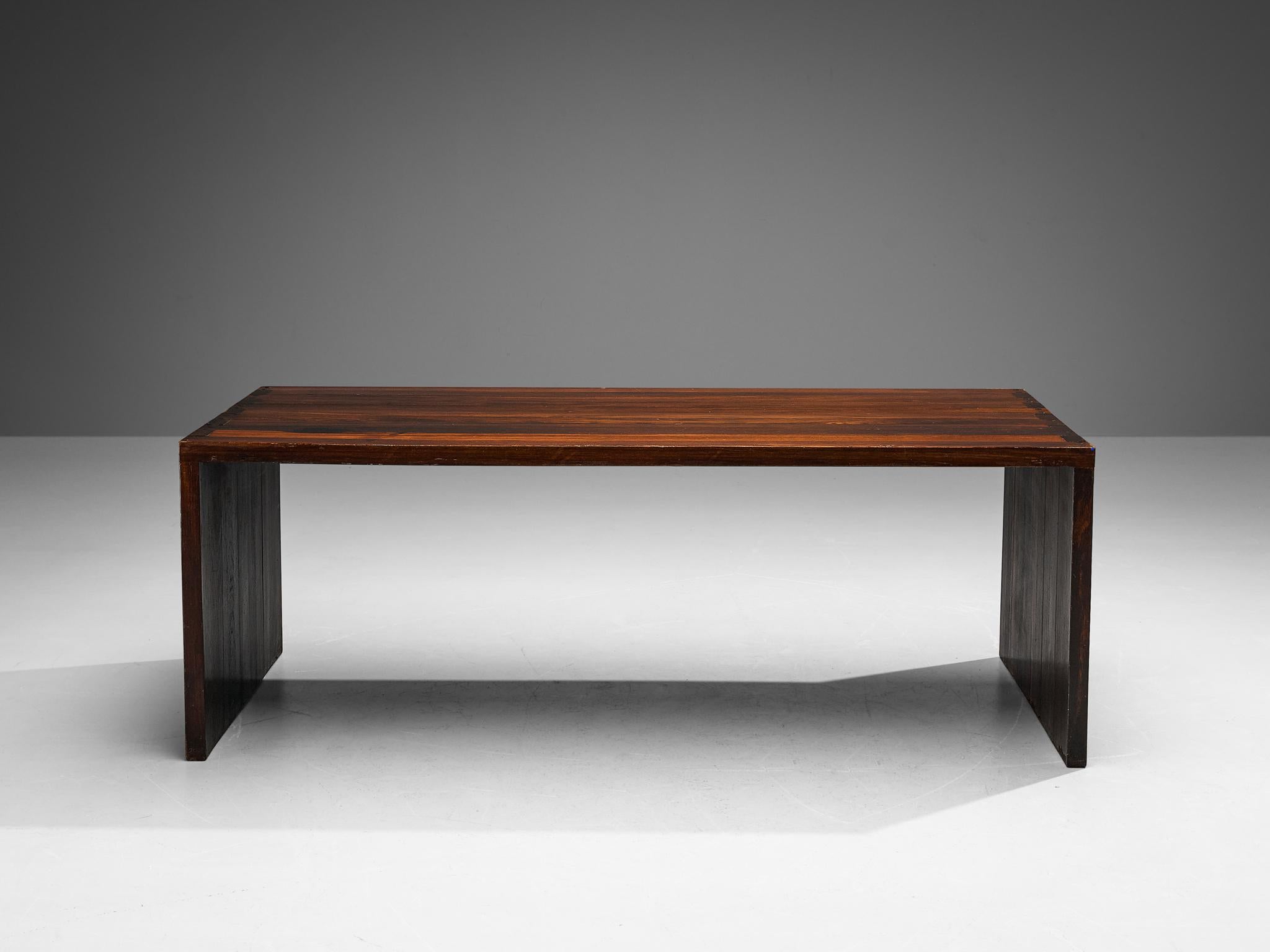 European Rectangular Table or Desk in Solid Wengé For Sale