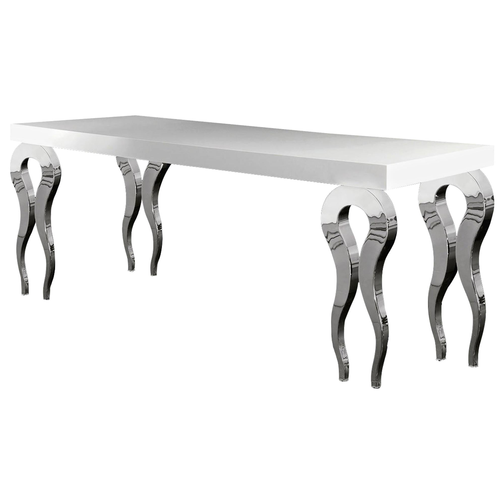 Rechteckiger rechteckiger Tisch Silhouette, Holz und Stahl, Italien