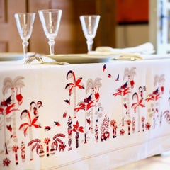 Rectangular Tablecloth 'Medium', Red Baba, Linen and Cotton by Alto Duo
