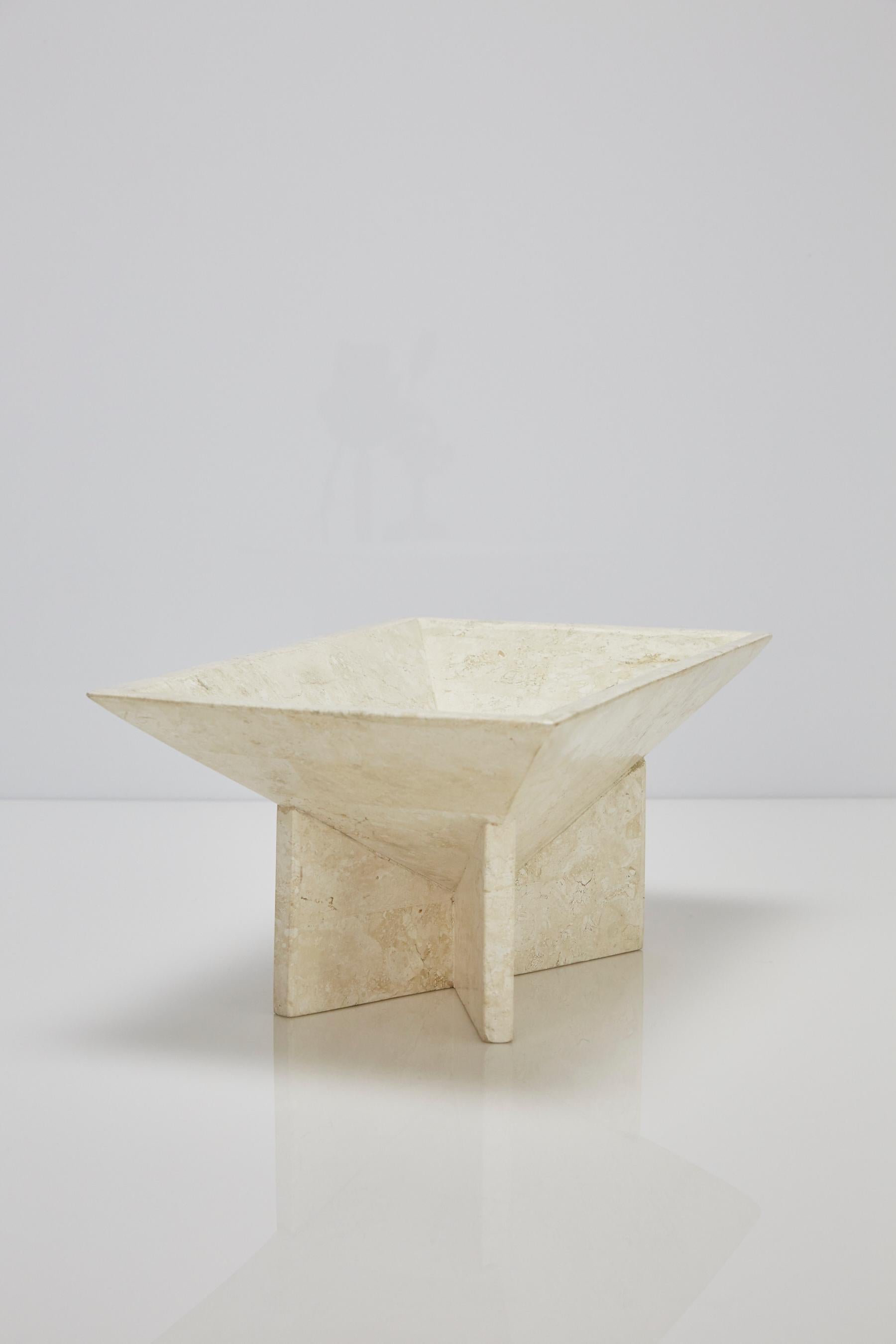 Post-Modern Rectangular Tessellated Stone Bowl on Elevated Base, 1990s For Sale