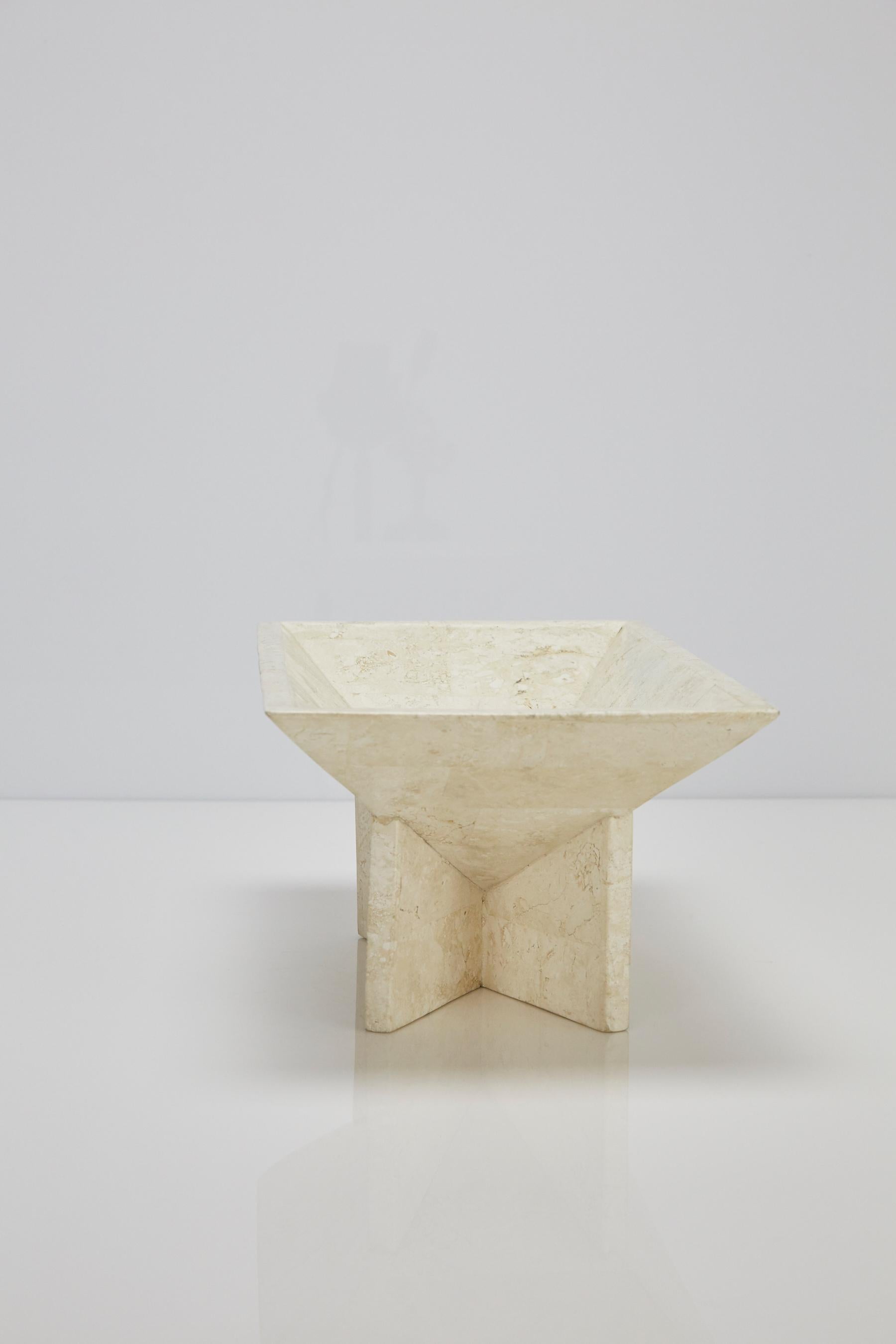 Philippine Rectangular Tessellated Stone Bowl on Elevated Base, 1990s For Sale