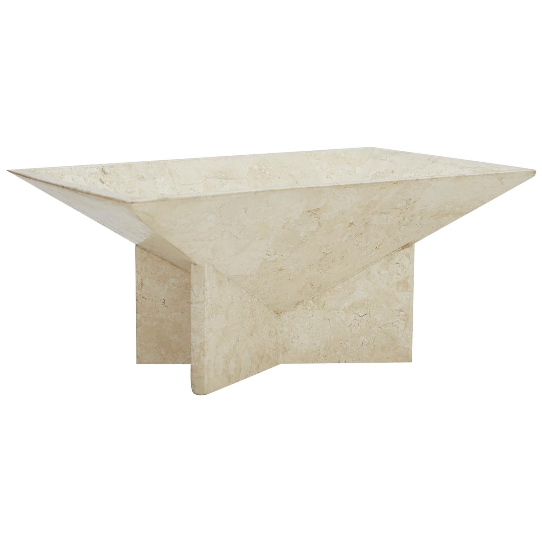 Rectangular Tessellated Stone Bowl on Elevated Base, 1990s For Sale