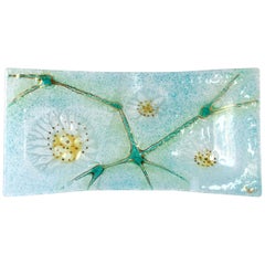 Rectangular Thistledown Fused Art Glass Plate by Higgins